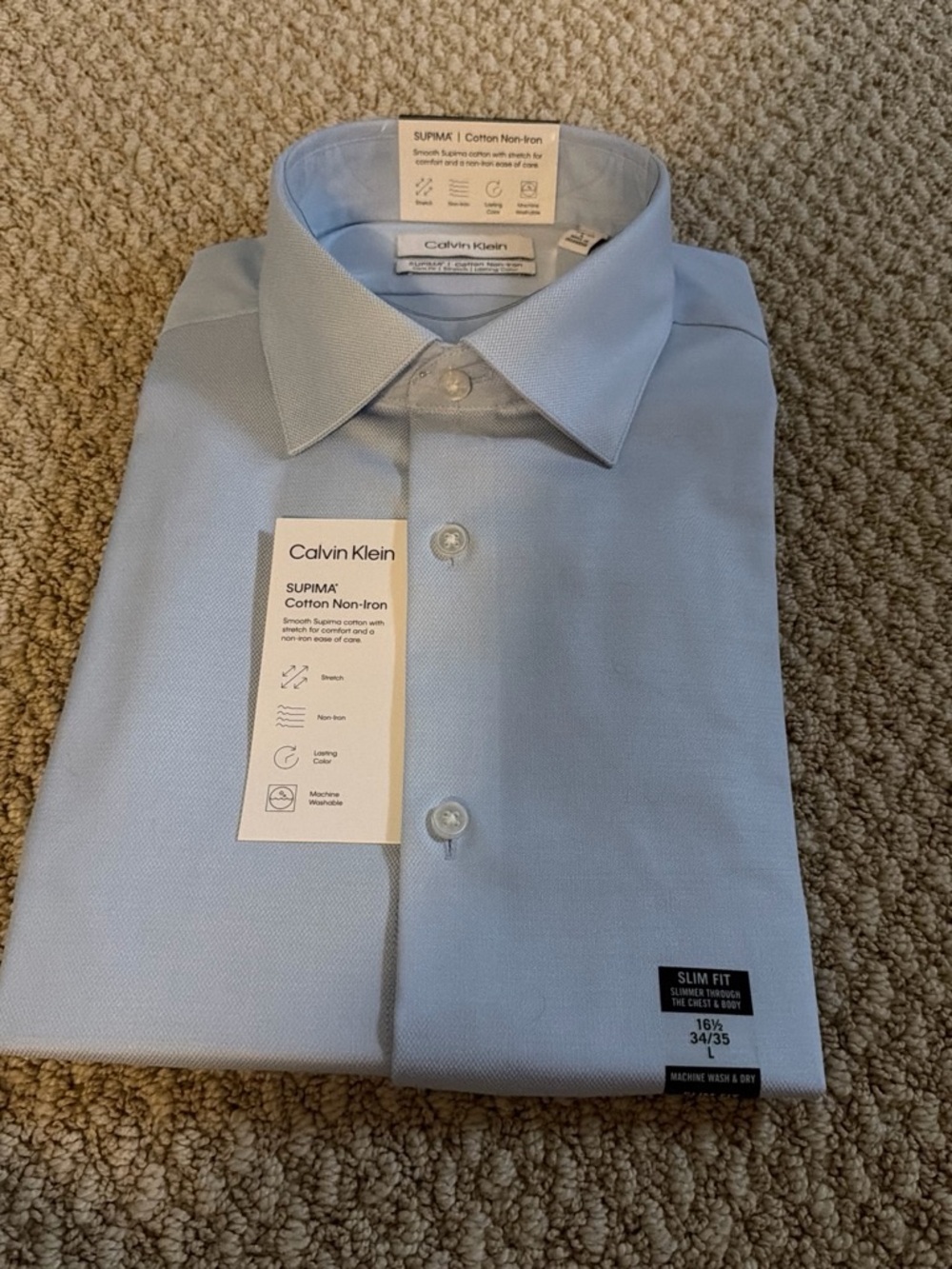 Calvin Klein Light Blue Supima Cotton Dress Shirt